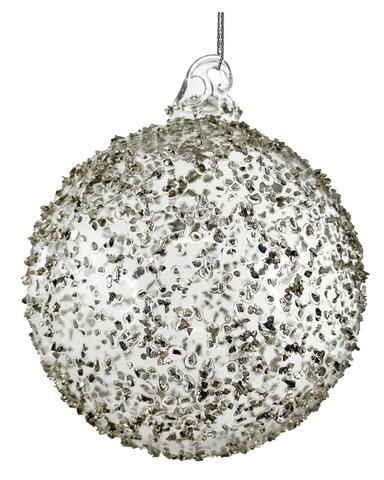 shishi Glass ball clear little silver glass glitter 8cm