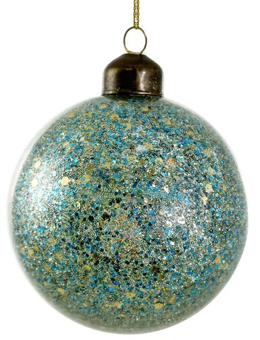 shishi Glass ball full blue glitter sequins inside 8cm