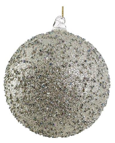 shishi Glass ball full silver glitter and diamonds outside 15cm
