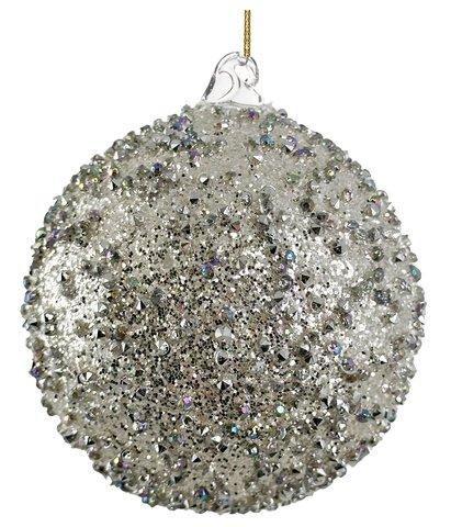 shishi Glass ball full silver glitter and diamonds outside 8cm