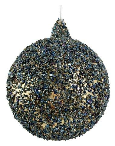 shishi Glass ball gold w/green-blue glass glitter 12cm