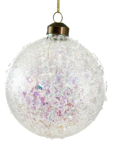 shishi Glass ball iridescent glitter inside outside 10cm