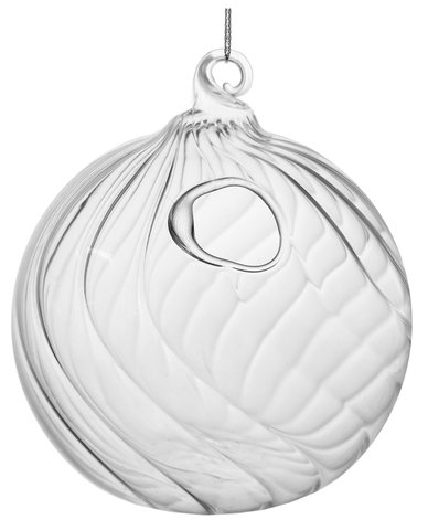 shishi Glass ball lined clear flat bottom with hole 8cm