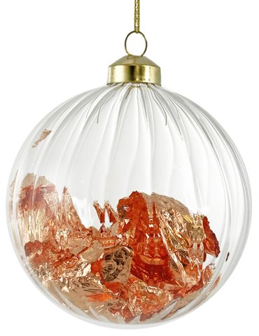 shishi Glass ball lined clear w/copper leaf inside 10cm