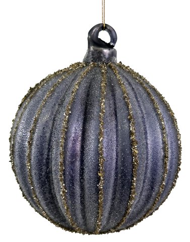 shishi Glass ball lined lilac beaded silver glitter 8cm