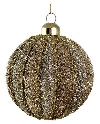 shishi Glass ball lined w/gold and silver glass glitter 8cm
