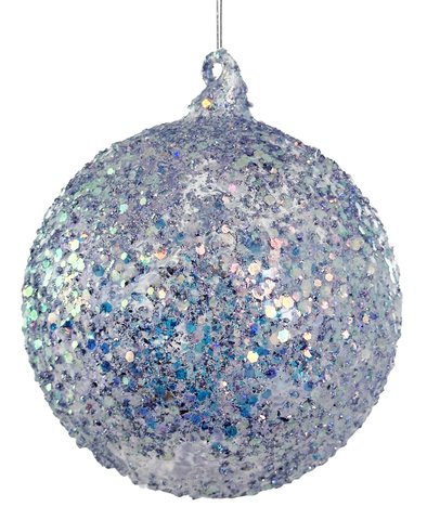 shishi Glass ball sanded transparent w/lilac sequins 12cm