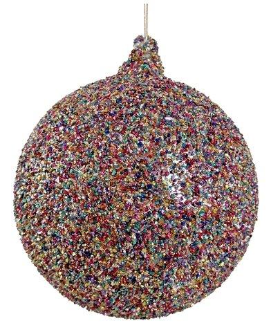 shishi Glass ball silver w/colored glass glitter 12cm