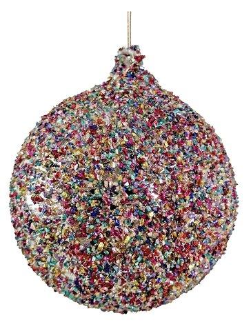 shishi Glass ball silver w/colored glass glitter 8cm