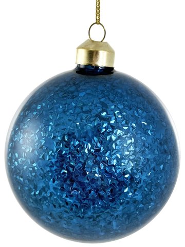 shishi Glass ball transparent blue glitter inside 8cm