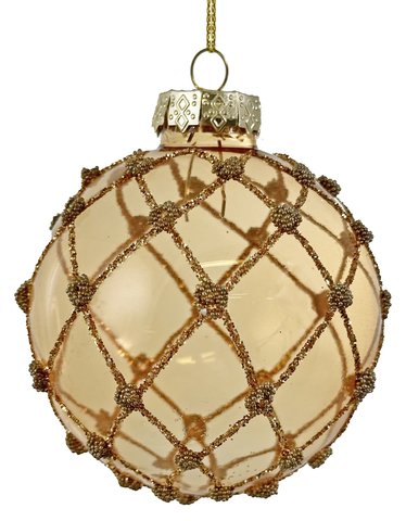 shishi Glass ball transparent gold beaded net deco 8cm