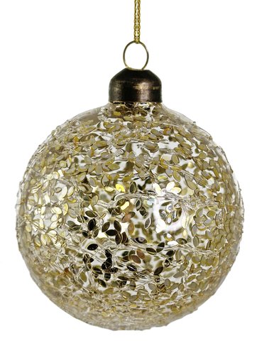 shishi Glass ball transparent gold glass threads outside and glitter inside 8cm