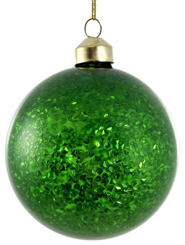 shishi Glass ball transparent green glitter inside 8cm