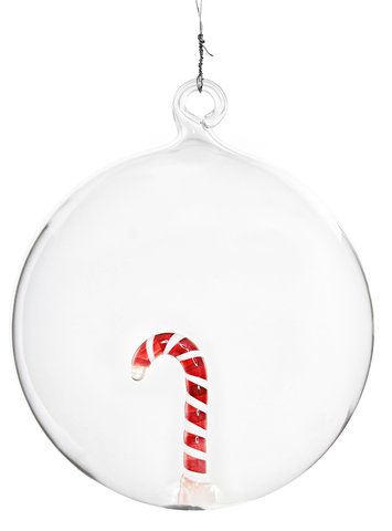 shishi Glass ball with red white candy stick inside 10cm