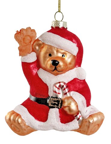 shishi Glass bear burgundy velvet gold mat w/white glitter 11cm