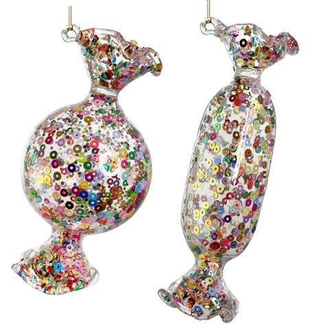 shishi Glass candy clear w/sequins inside mixed 2 10-12cm