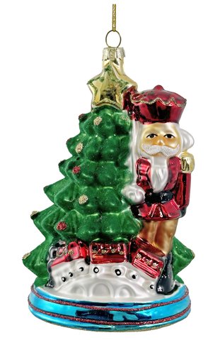 shishi Glass Christmas tree ornament green velvet 15cm