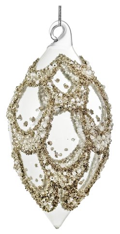 shishi Glass drop clear silver bead pearl garland deco 12cm