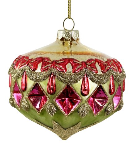 shishi Glass drop ornament with garlands multicolor 9cm