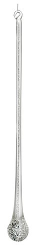 shishi Glass drop transparent sanded inside w/silver sequins 25cm