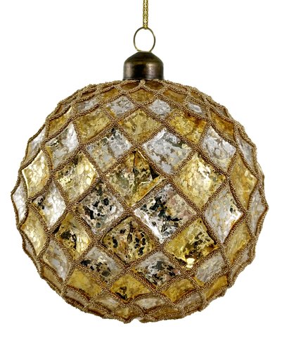 shishi Glass net ball antique gold-silver w/gold beads 12cm