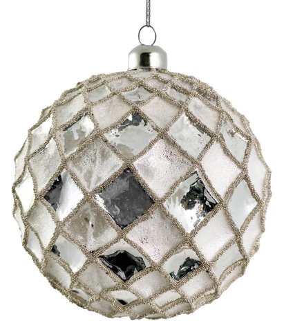 shishi Glass net ball sugared silver w/silver beads 12cm