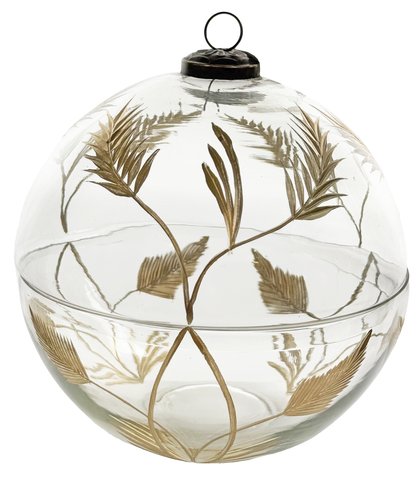 shishi Glass opening table ball clear with gold cutting 17cm