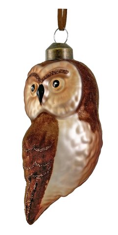 shishi Glass owl dk brown velvet brown glitter 12cm