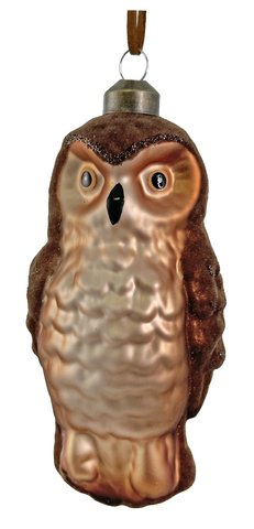 shishi Glass owl dk brown velvet brown glitter 14cm