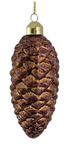 shishi Glass pinecone dk brown mat w/brown glitter 11cm