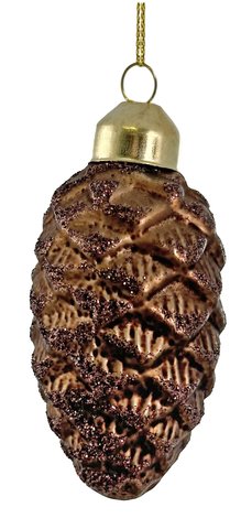 shishi Glass pinecone dk brown mat w/brown glitter 8cm