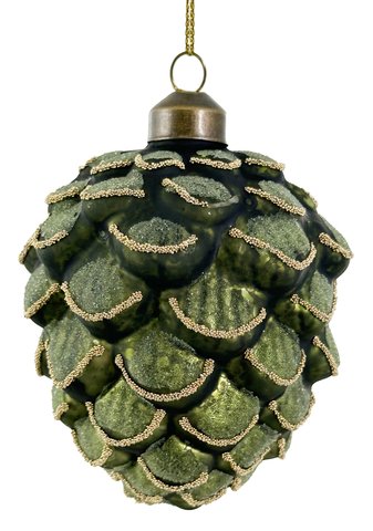 shishi Glass round cone mat antique green beaded 9cm