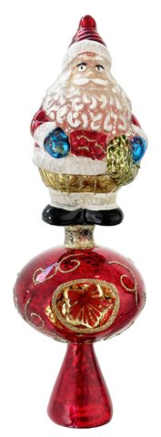 shishi Glass Santa tree top antique red-silver 9x28cm