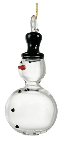 shishi Glass snowman hanging clear with black hat 12cm