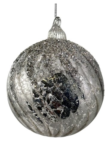 shishi Glass spiral ball antique silver glass glitter 8cm