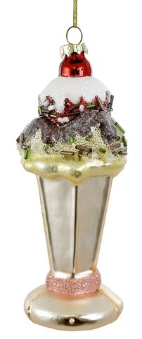 shishi Glass sundae ornament with cherry on top 14cm