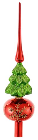 shishi Glass tree top shiny red with green tree 37cm