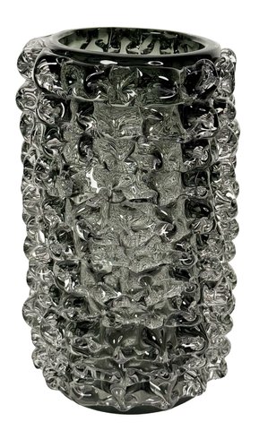 shishi Glass vase with glass serpent grey d15 h25cm