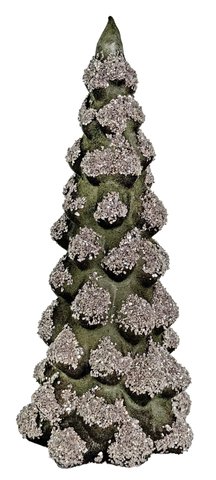 shishi Glass velvet tree dk green w/silver glass glitter 25cm