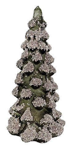 shishi Glass velvet tree dk green w/silver glass glitter 20cm