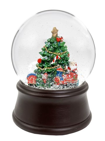 shishi Glass water globe 12cm with tree inside music box