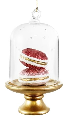 shishi Glitter macaroons under cloche ornament 12cm
