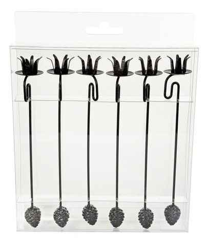 shishi Metal balance CH for tree with cone 6pcs in box black 17cm