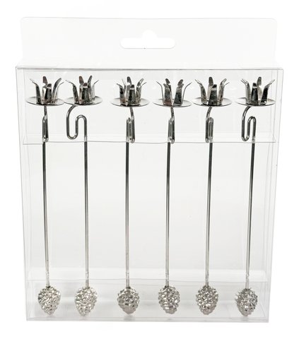 shishi Metal balance CH for tree with cone 6pcs in box silver 17cm