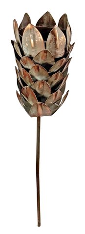 shishi Metal cone T-light holder with stick aged copper 21cm