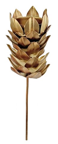 shishi Metal cone T-light holder with stick gold 21cm