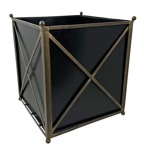 shishi Metal square planter black with gold 42x42x45cm