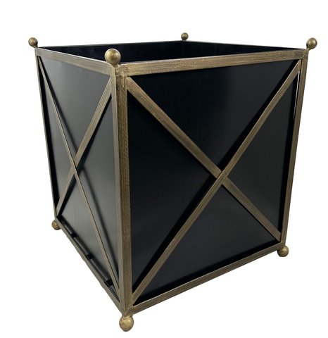 shishi Metal square planter black with gold 64x64x70cm