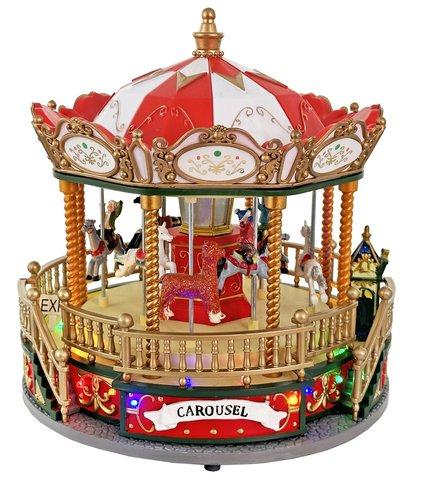 shishi Musical carrousel with LED lights d22;h24cm; operated by 3*AA battery & adaptor both excluded