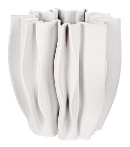 shishi Printed ceramic folded wide vase cream h29cm